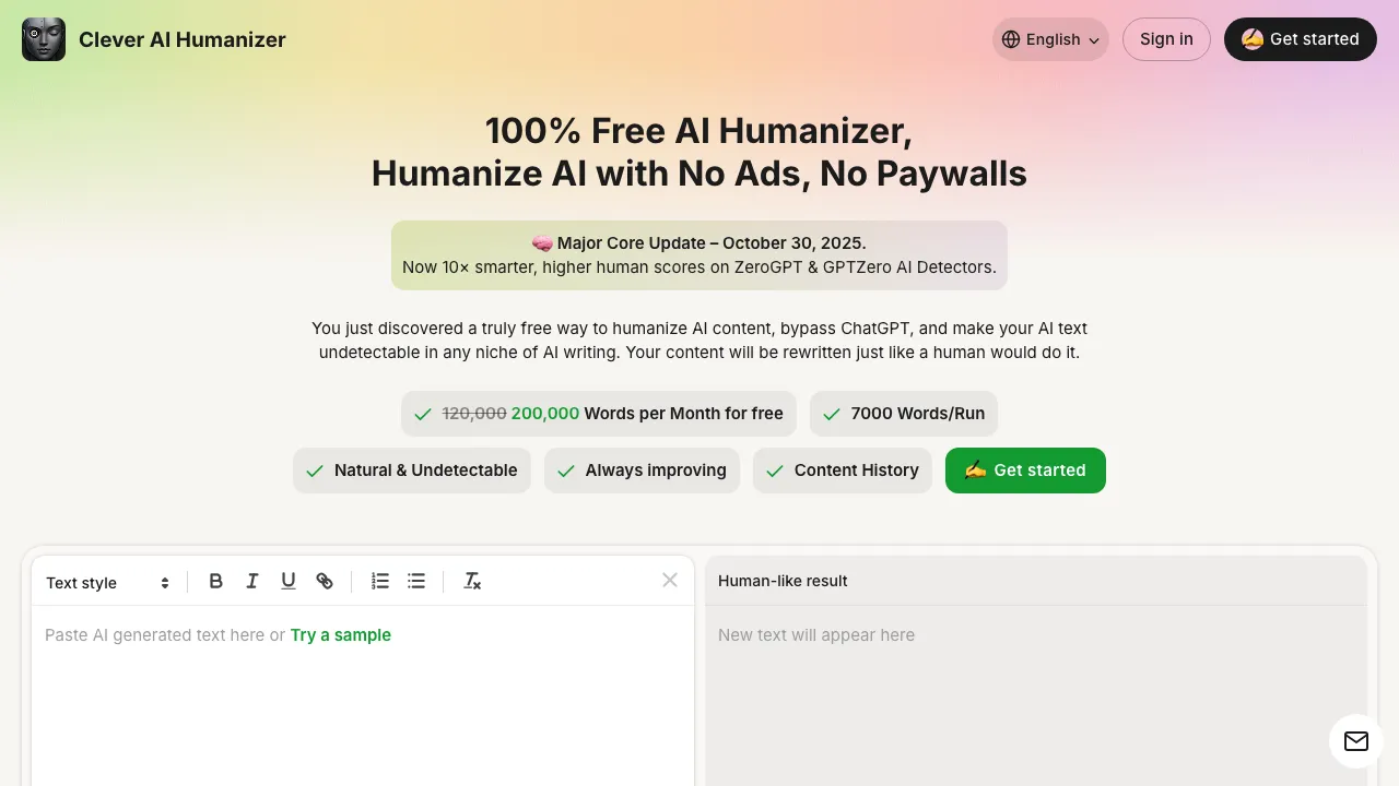 Clever AI Humanizer screenshot