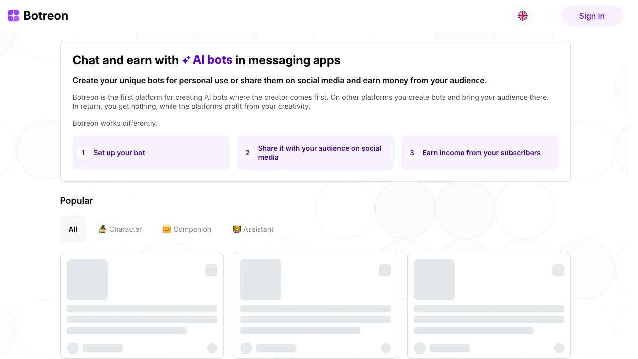 Botreon screenshot