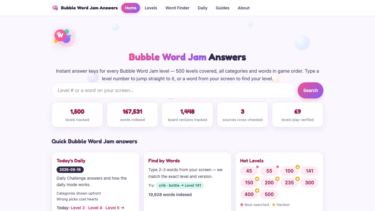 Bubble Word Jam Answers screenshot