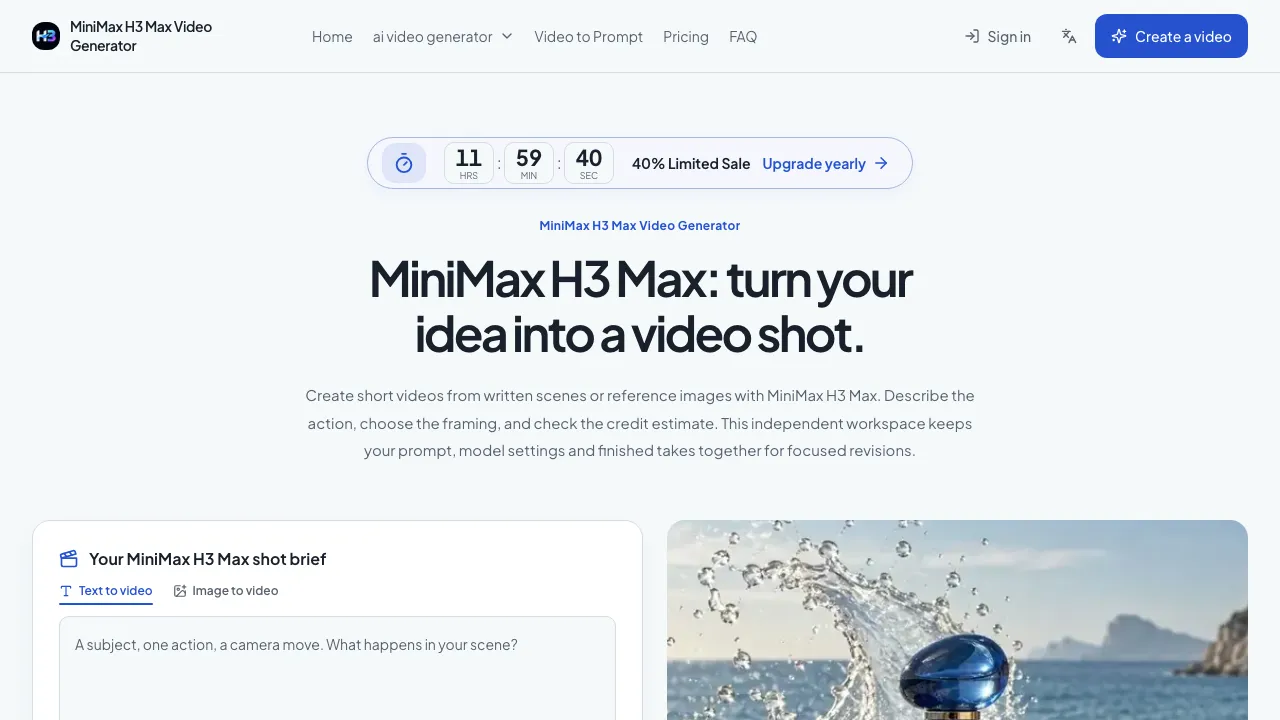 MiniMax H3 Max Video Generator screenshot