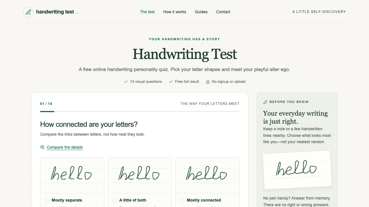 Handwriting Test screenshot