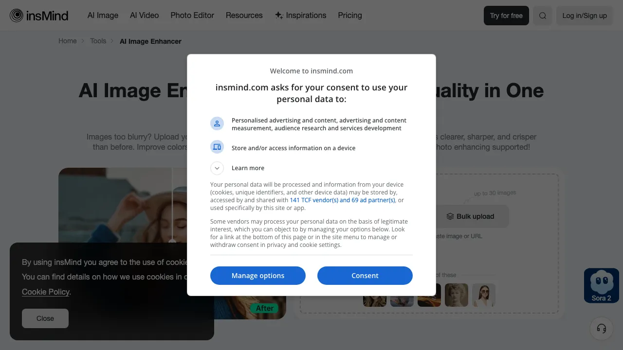 insMind AI Image Enhancer screenshot