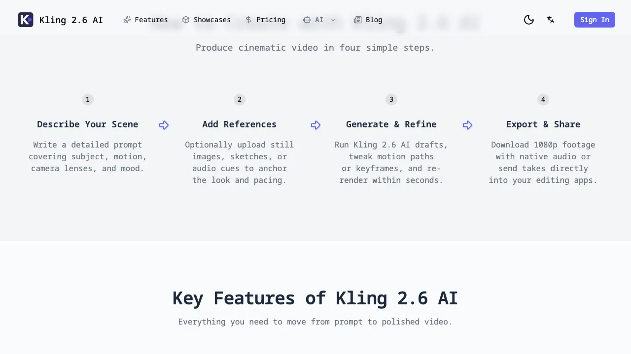 Kling 2.6 AI screenshot