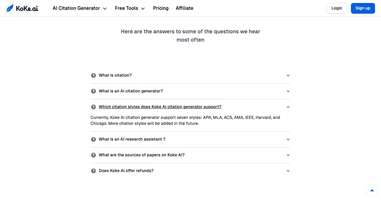 Koke AI Citation Generator screenshot