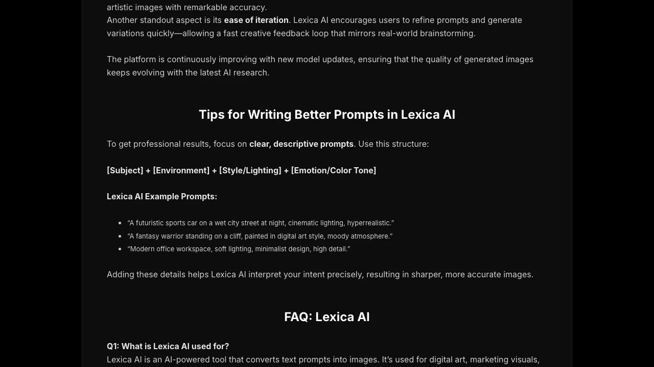 Lexica AI screenshot