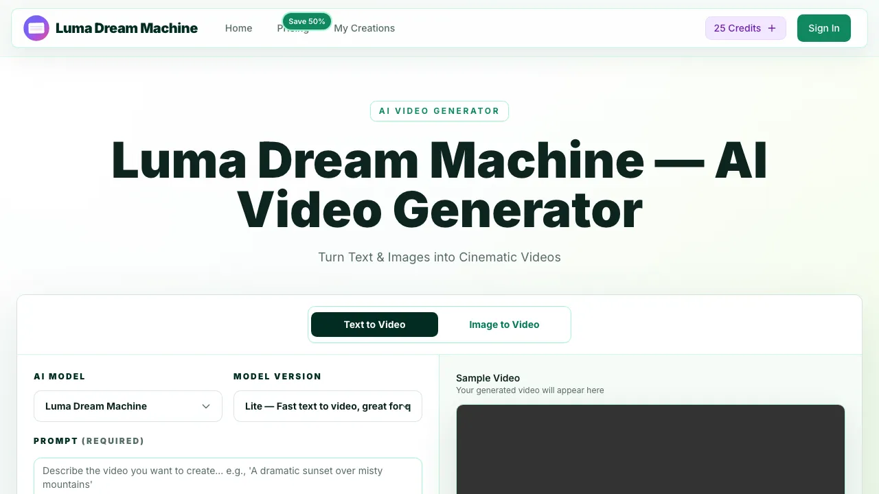 Luma Dream Machine screenshot