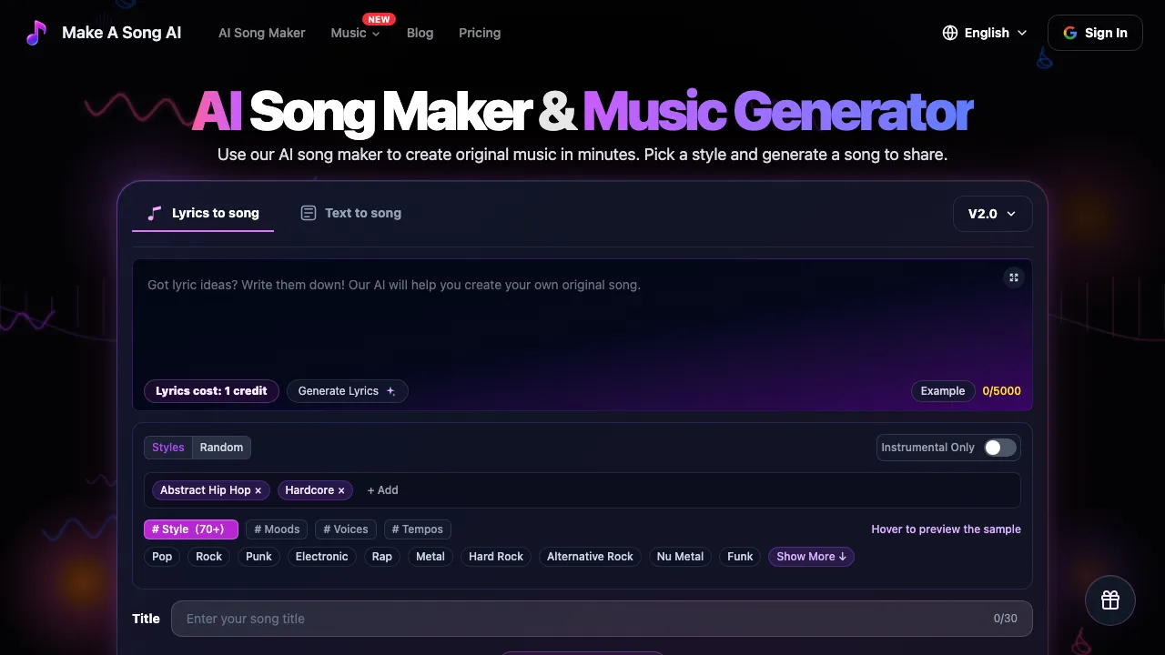 Make A Song AI screenshot