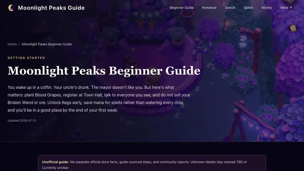 Moonlight Peaks Guide screenshot