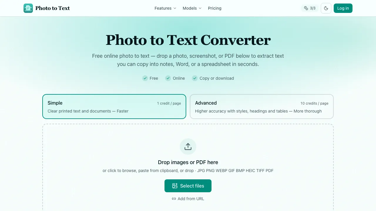 Photo to Text screenshot