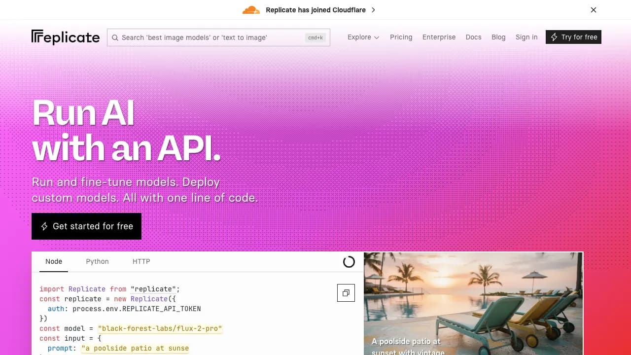 Replicate screenshot