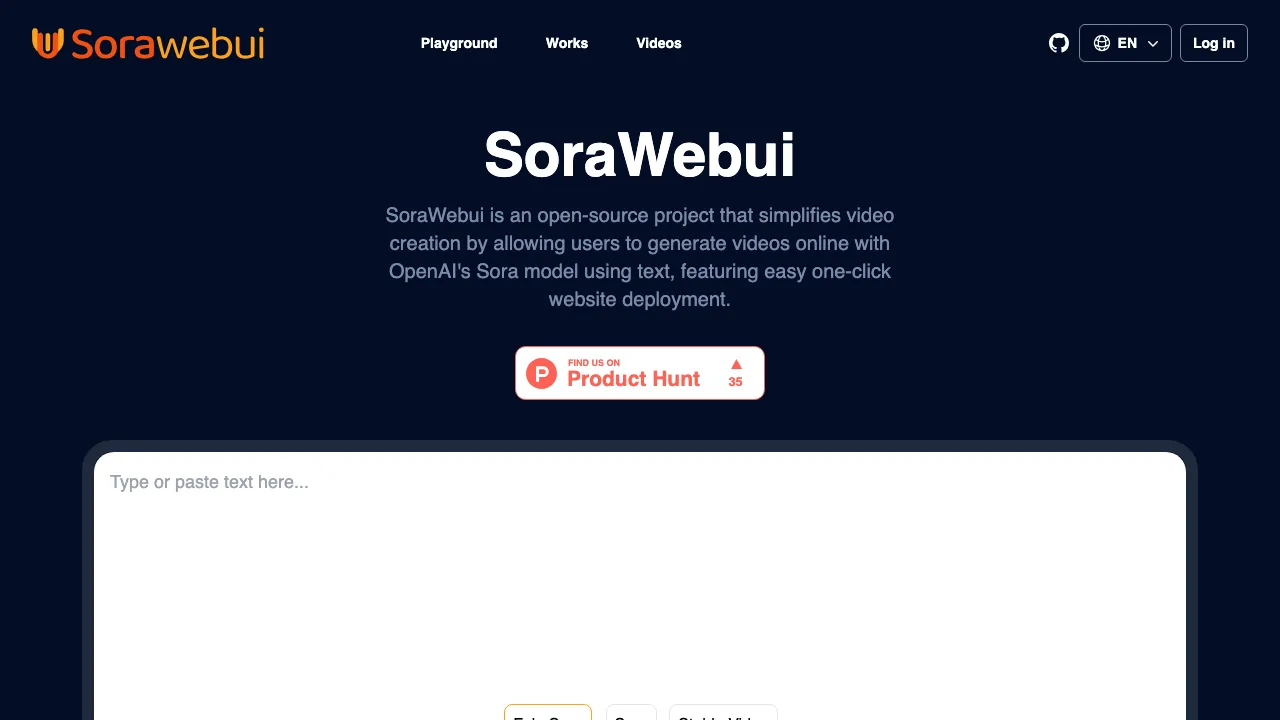 SoraWebui screenshot