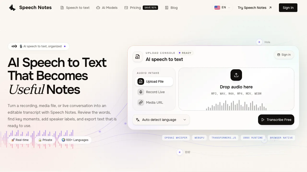 Speech Notes screenshot