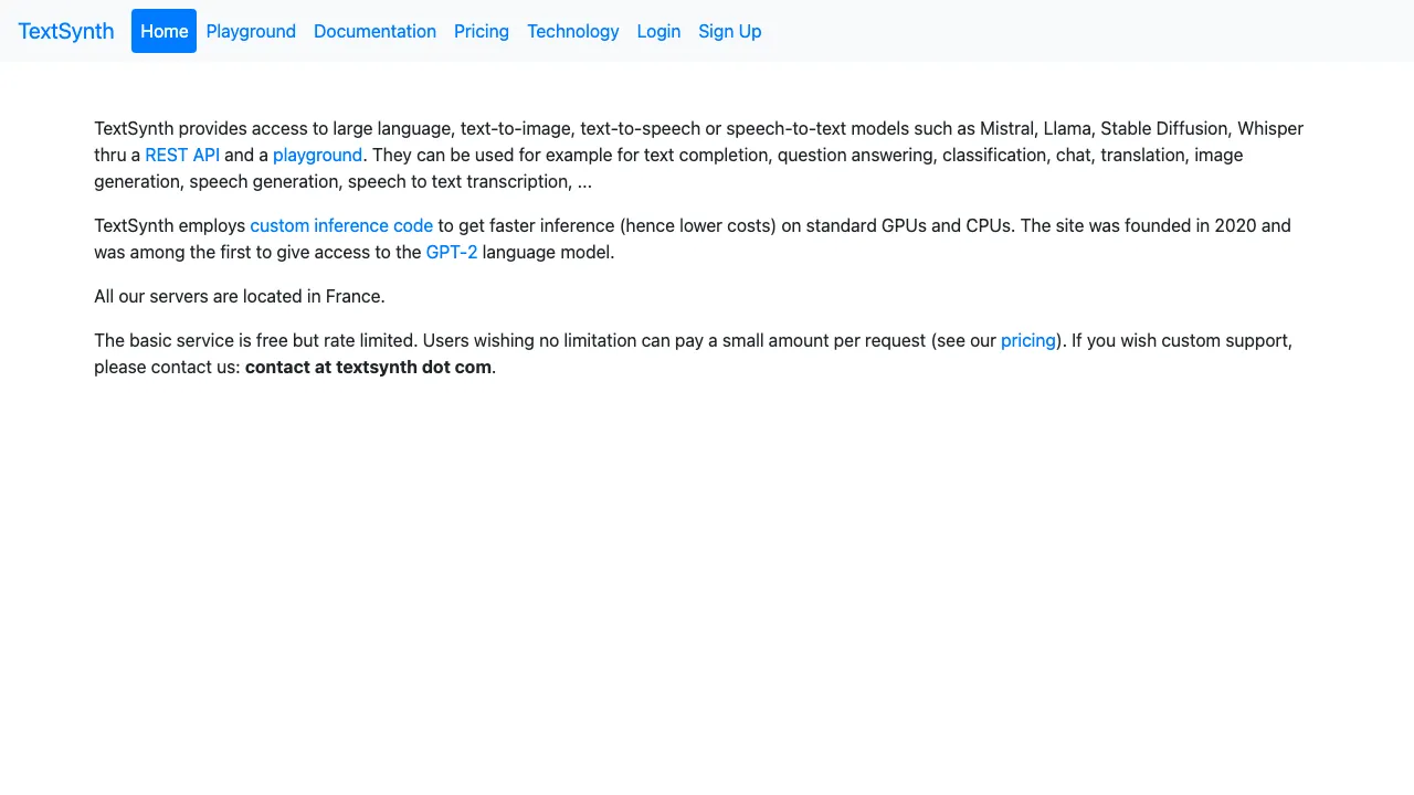 TextSynth screenshot