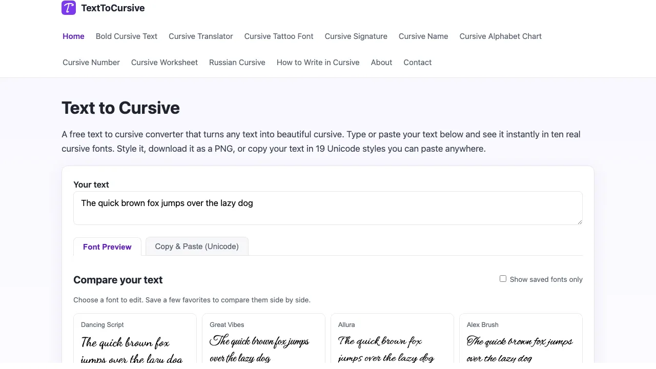 Text to Cursive screenshot
