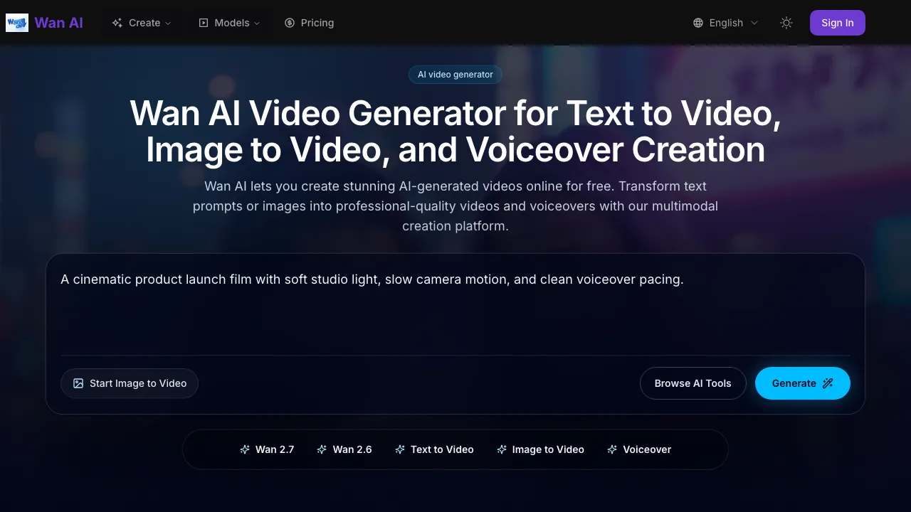 Wan AI screenshot