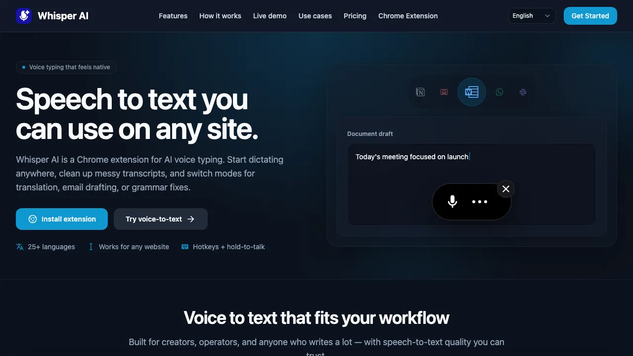 Whisper AI screenshot