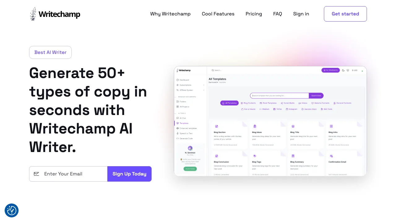 Writechamp screenshot