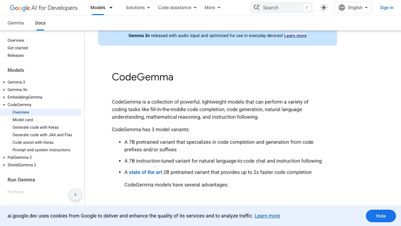 CodeGemma screenshot