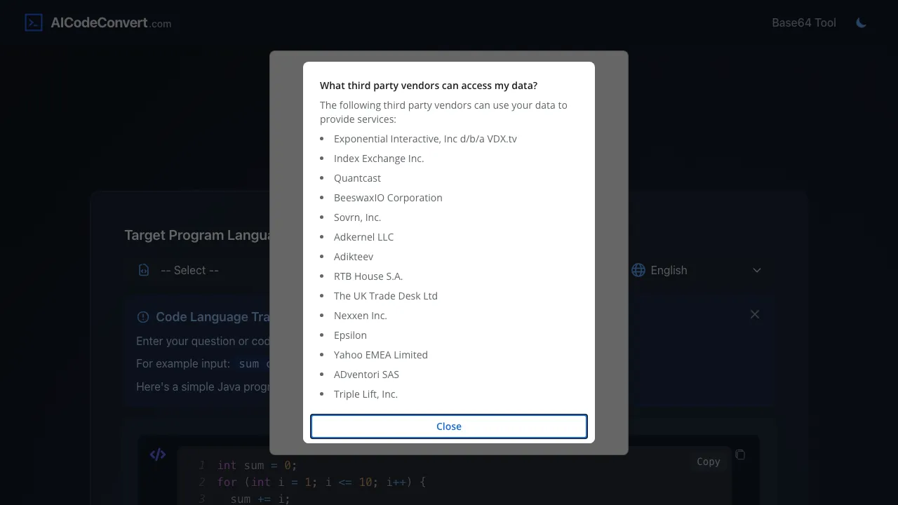 AI Code Convert screenshot