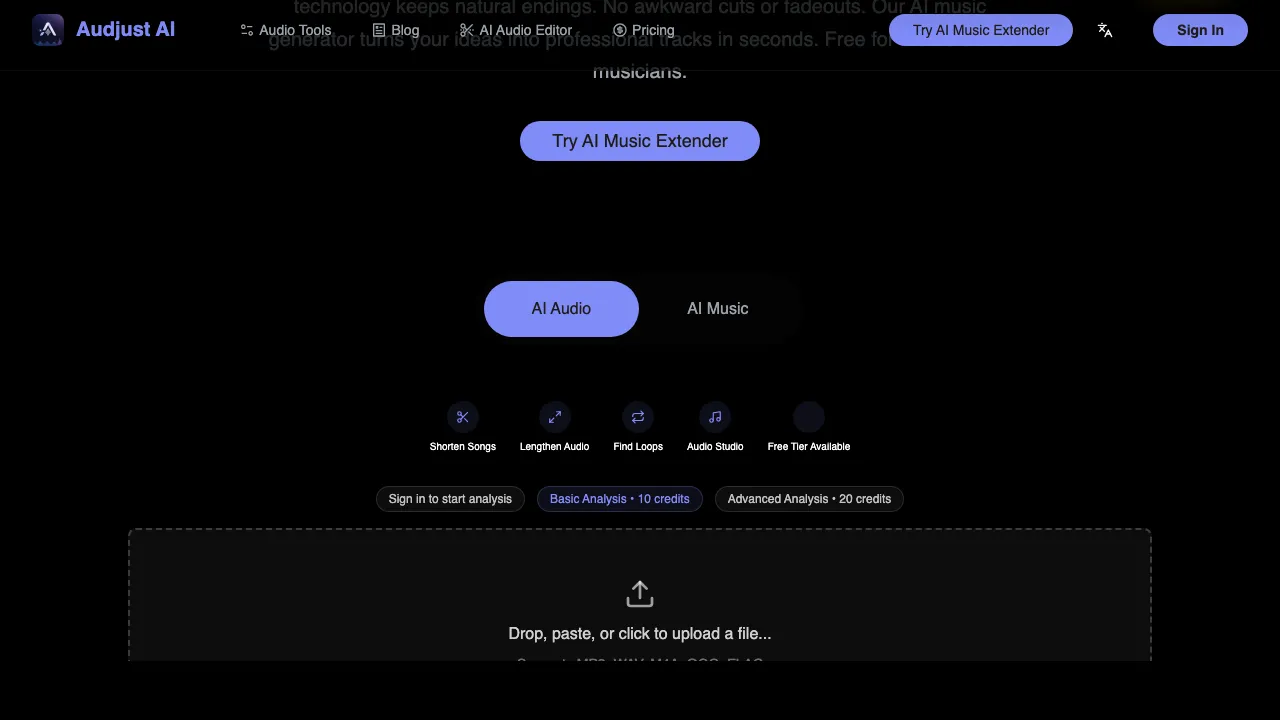 Audjust AI screenshot