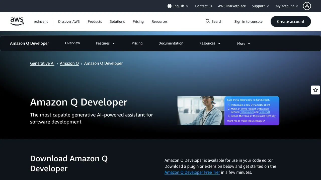 Amazon Q Developer screenshot