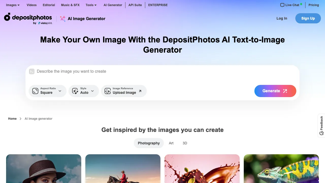 DepositPhotos AI Image Generator screenshot
