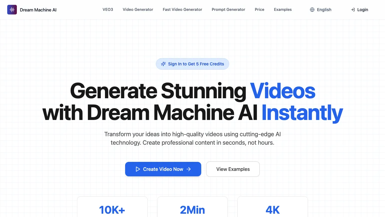 Dream Machine AI screenshot