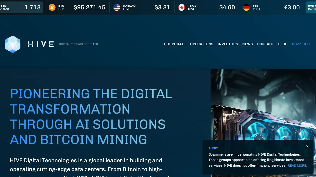 HIVE Digital Technologies screenshot