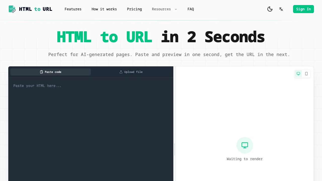 HTML to URL screenshot