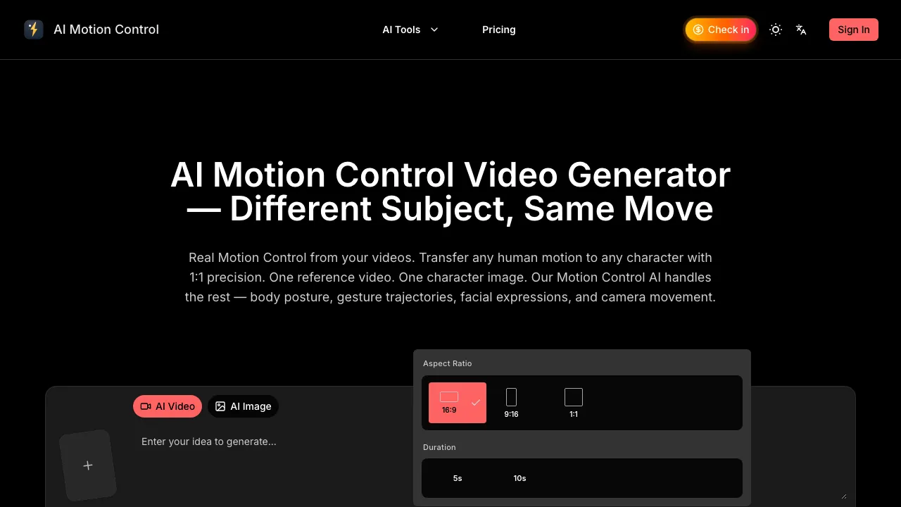 AI Motion Control screenshot