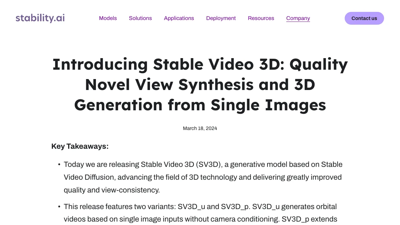 Stable Video 3D screenshot