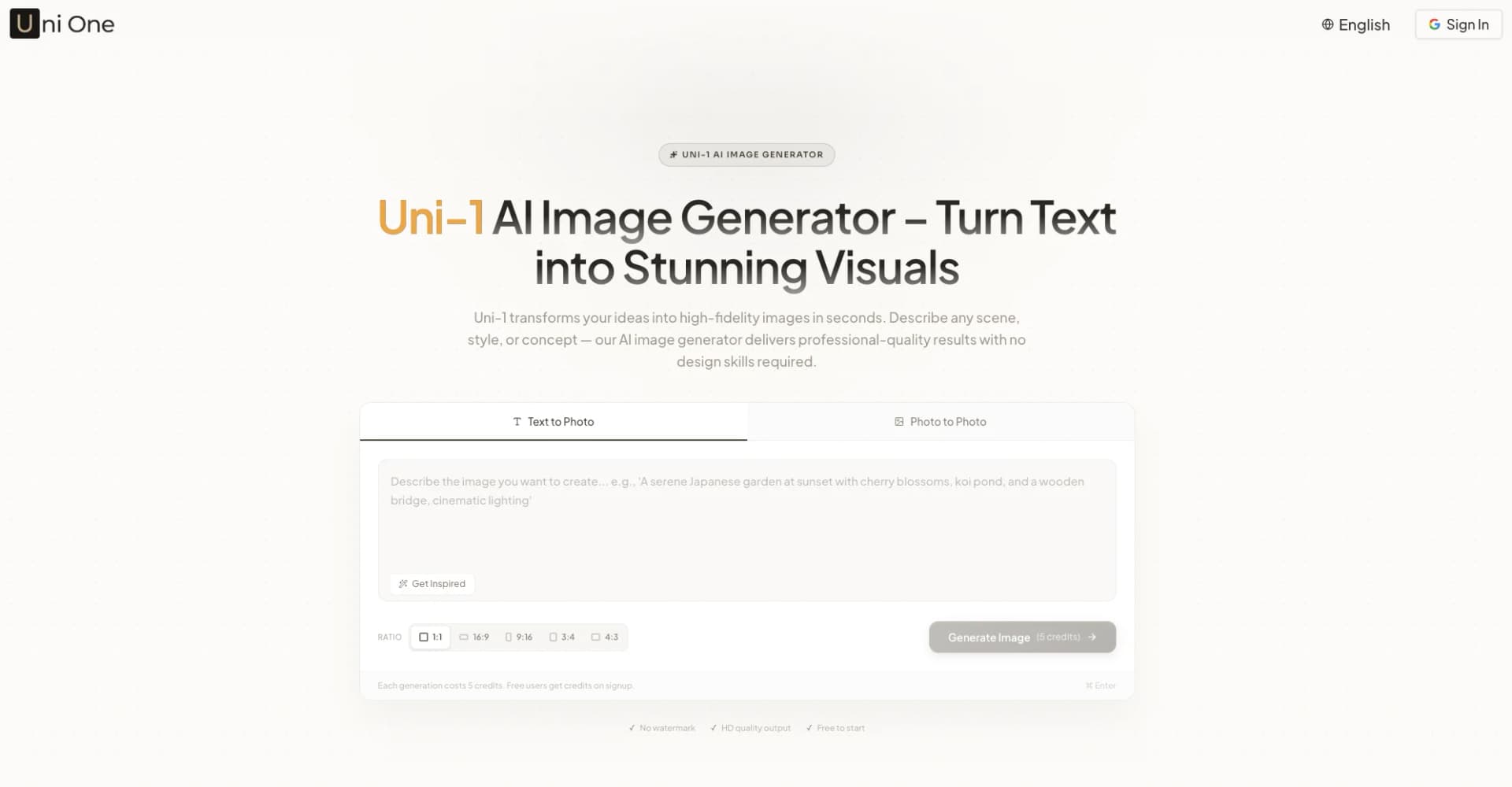 Uni-1 AI Image Generator screenshot
