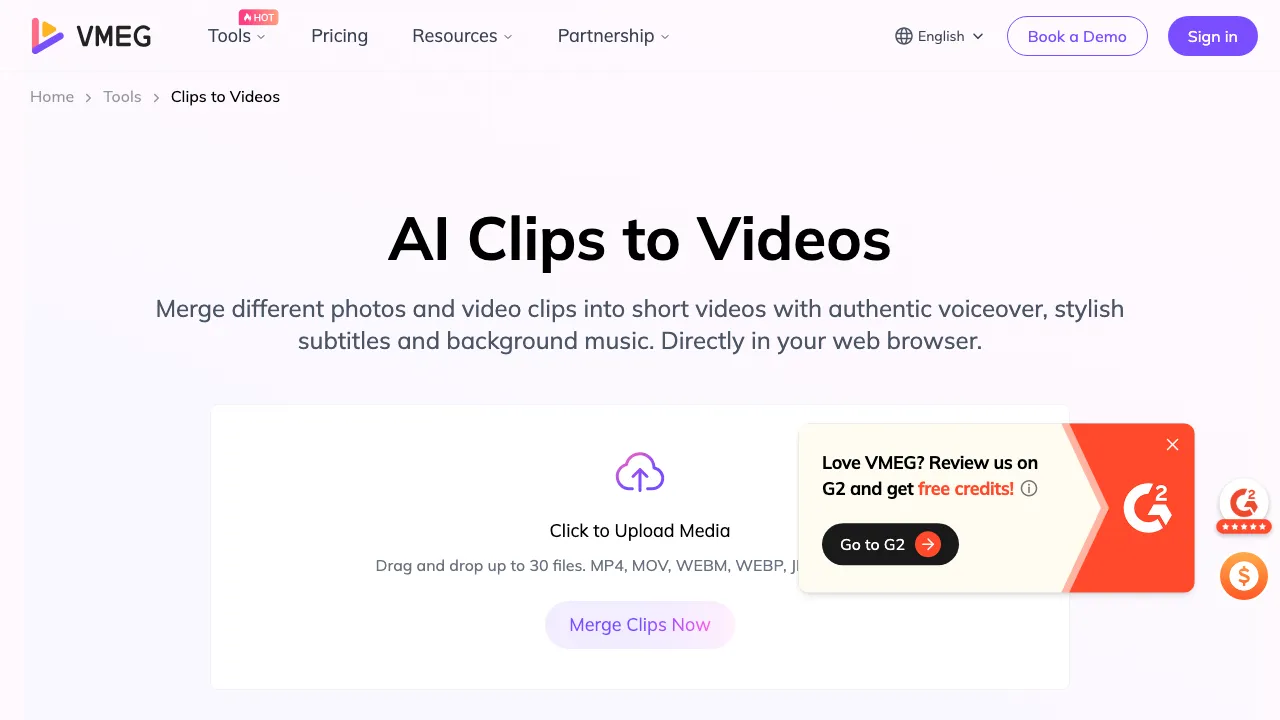VMEG Clips to Videos screenshot