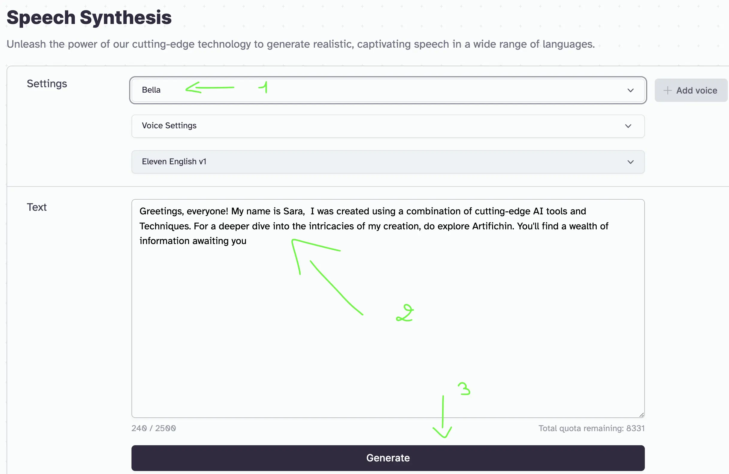 generate an AI voice