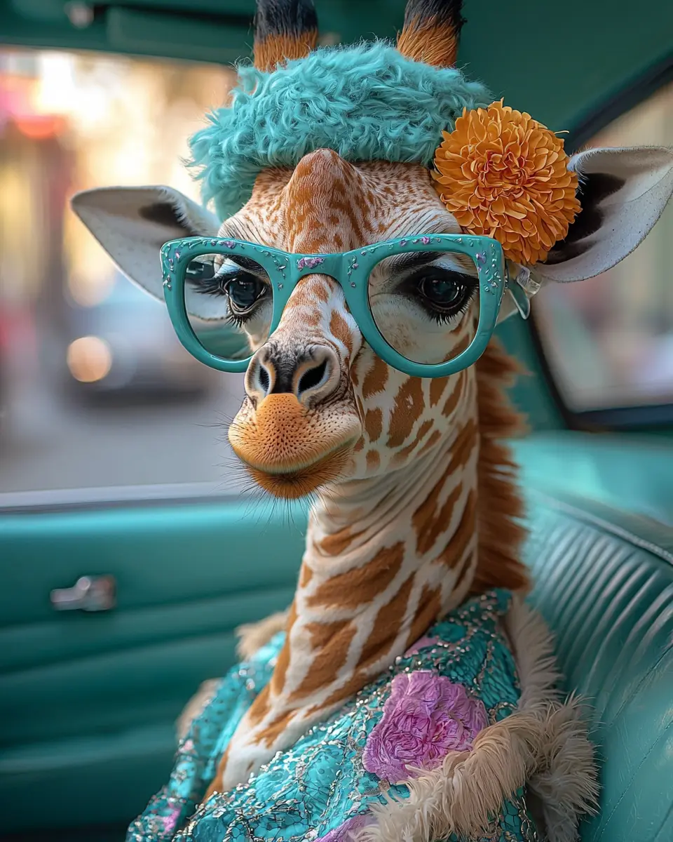 giraffe in a dress