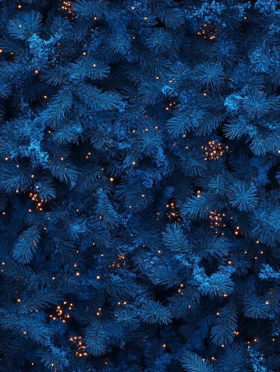 New Year branches, blue dim lights