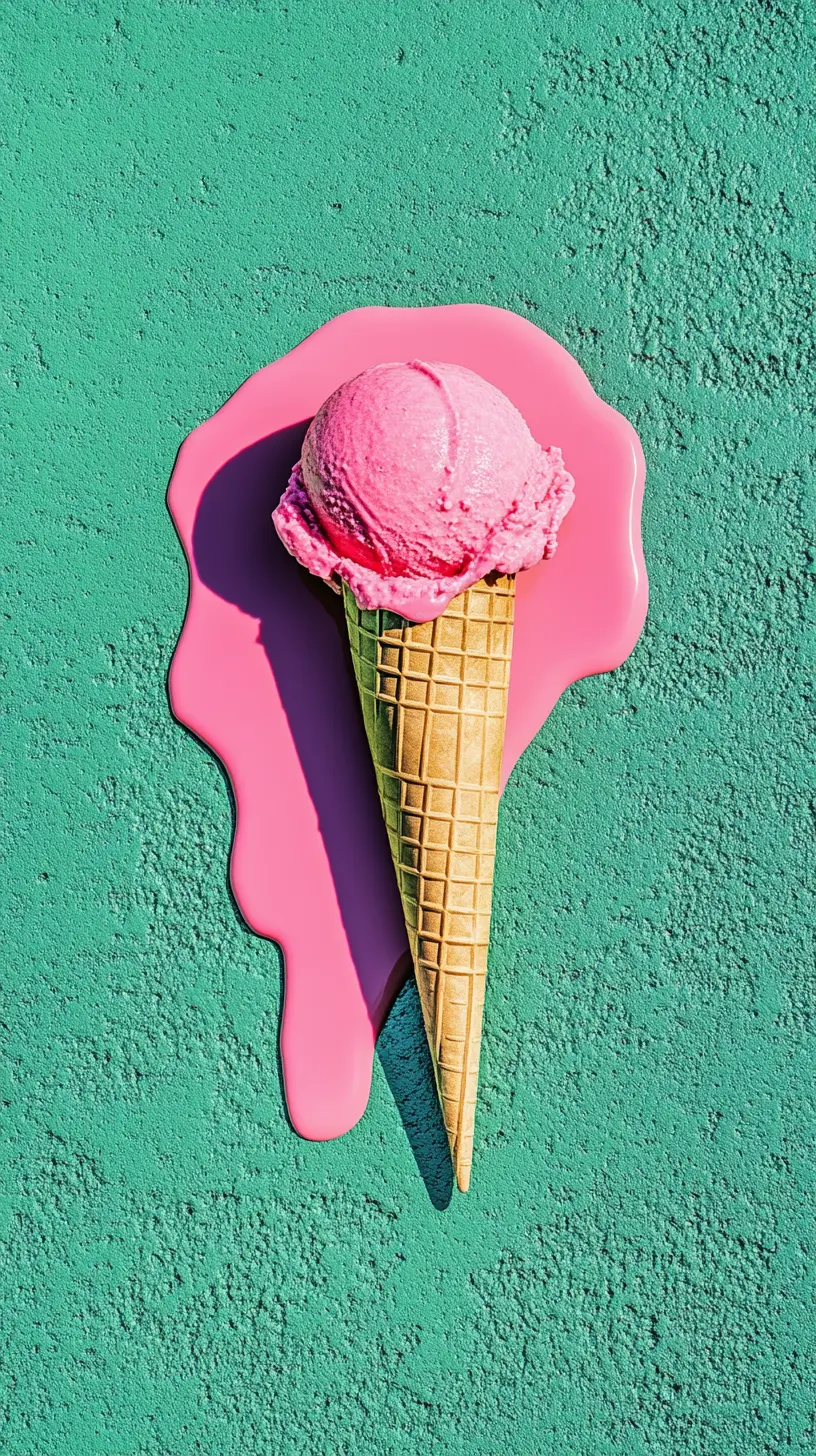 A close-up of a melting ice cream